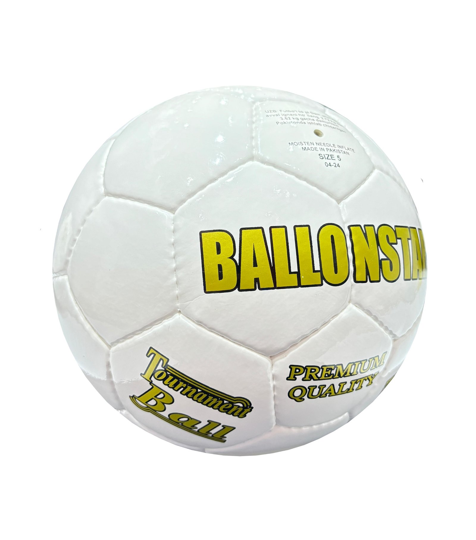 white football with golden text, 32 panels, handmade C9 Classic Professional
