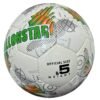 white football with green and orange design, 32 panels, handmade Crystal Pioneer