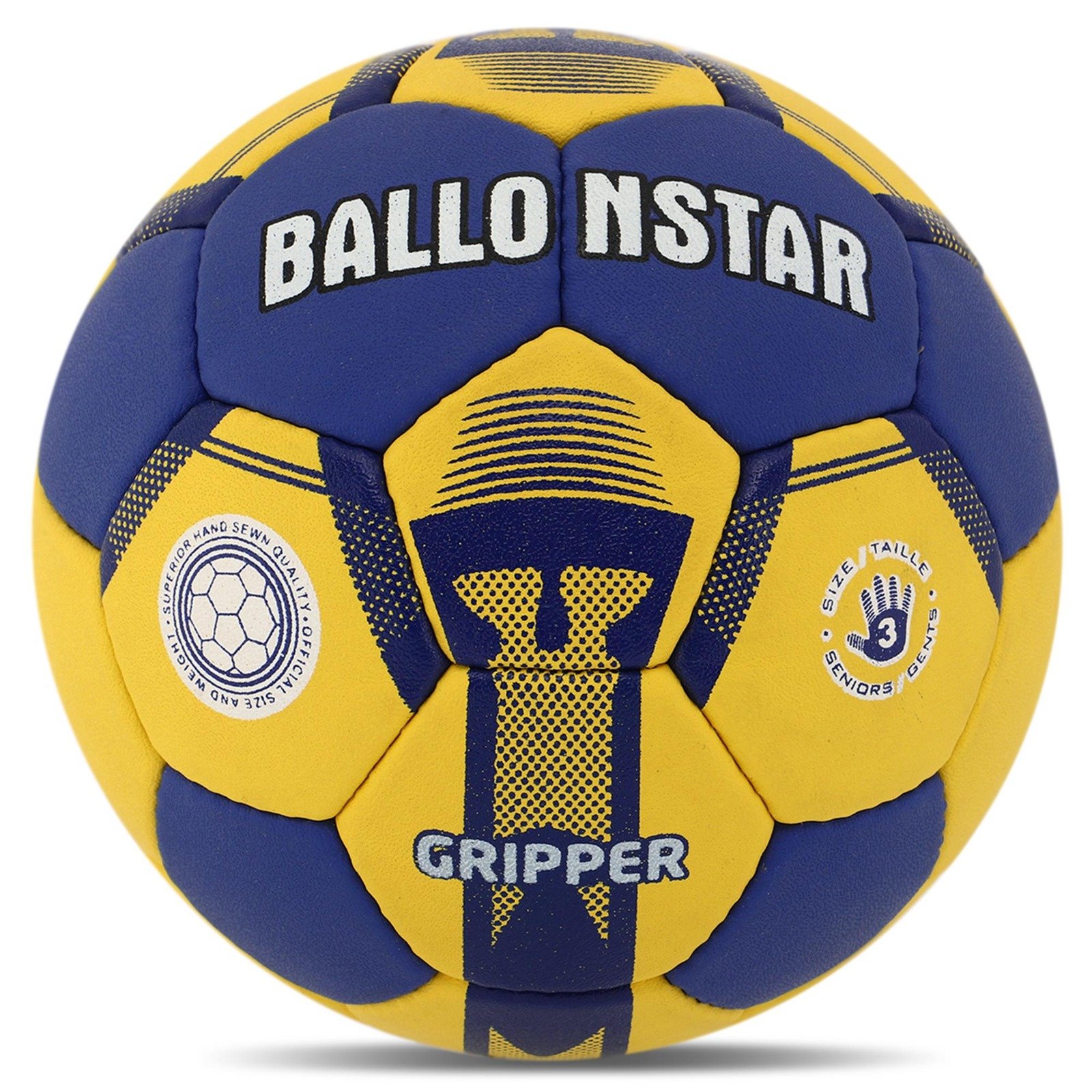 A handball blue and yellow
