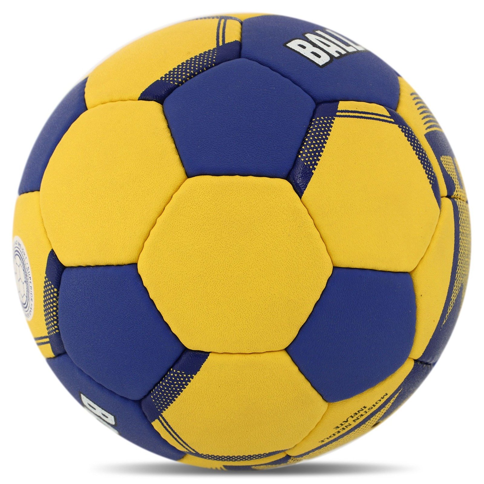A handball blue and yellow