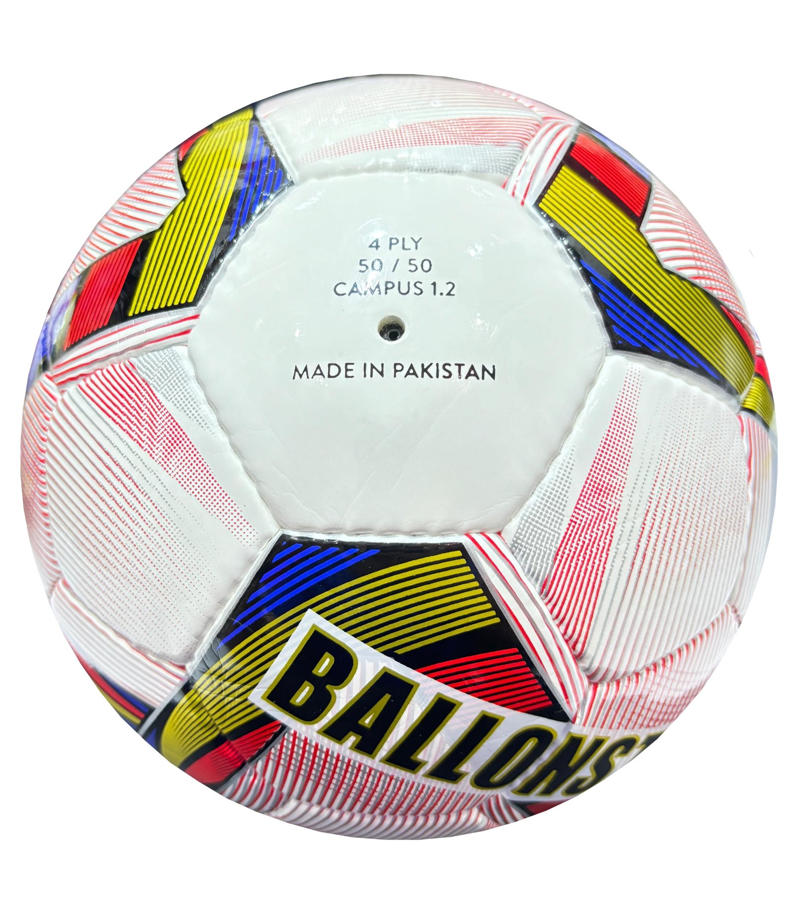 32 panels, handmade white football with yellow, blue pink design Contra CMP5