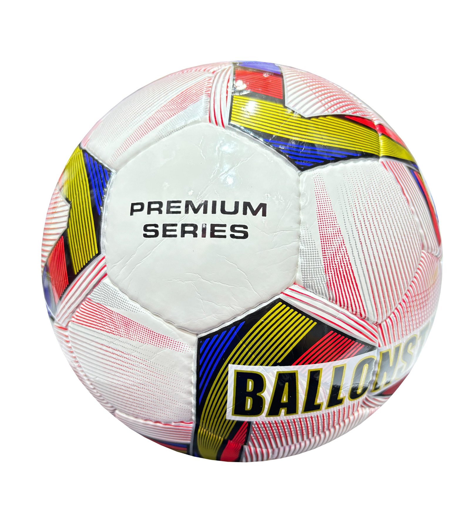 32 panels, handmade white football with yellow, blue pink design Contra CMP5