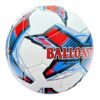 white football with red, black, blue and grey design, 32 panels, handmade MF Techno