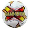 white football with red, black, yellow and grey design, 32 panels, handmade MF Techno