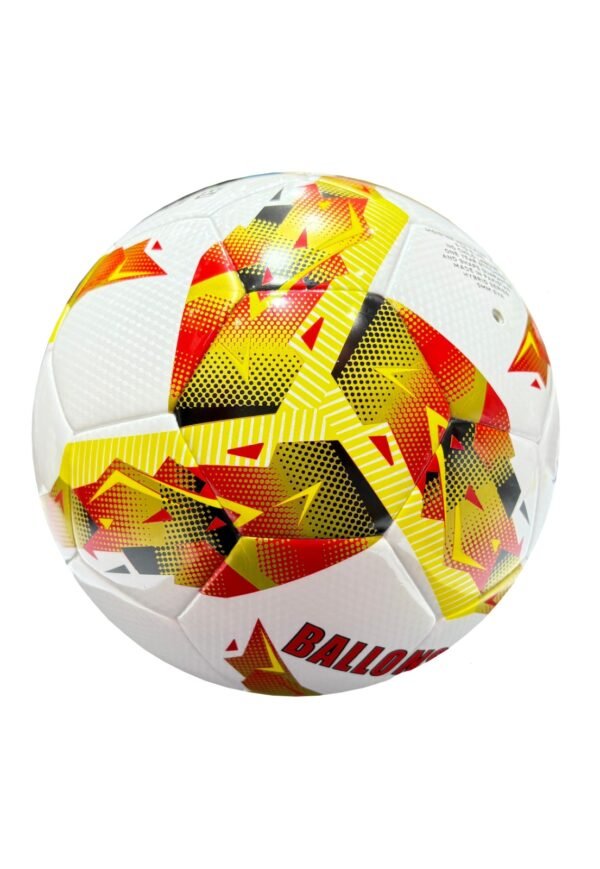 Hybrid, 32 panels white Football with yellow, red and black design Pioneer Tournament M2