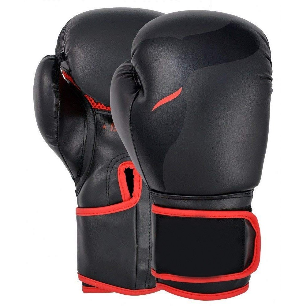 pair of boxing gloves Black with red edges