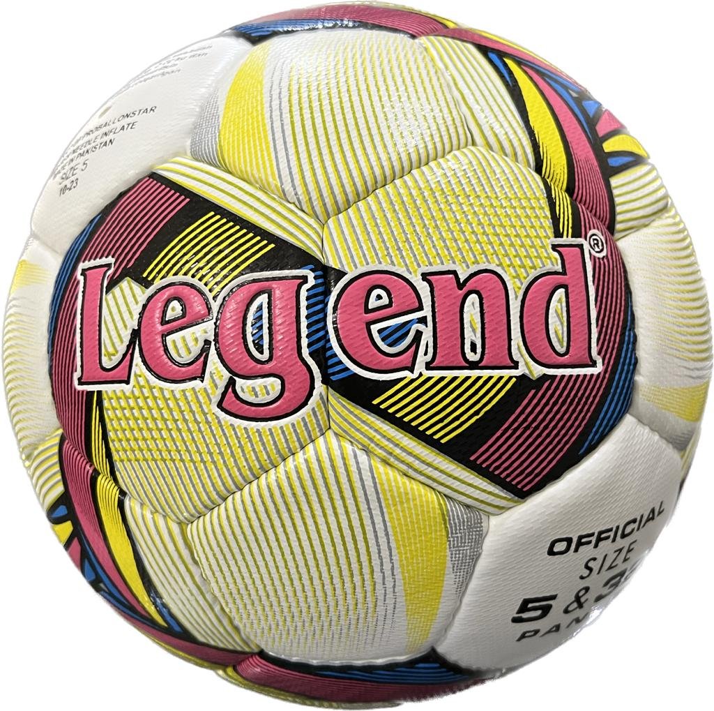 handmade, 32 panels white soccer ball with yellow and dark pink design LG Reposta