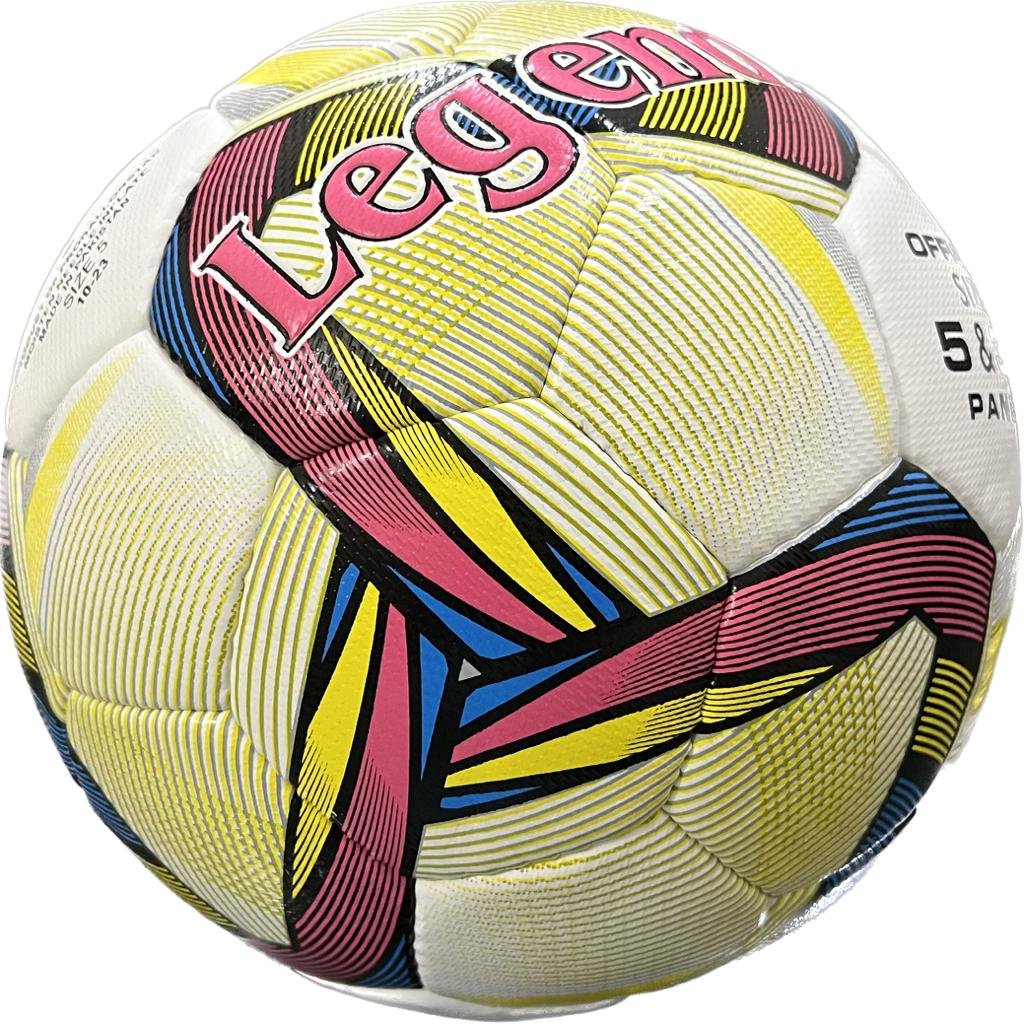 hand-sewn, 32 panels white soccer ball with yellow and dark pink design LG Reposta