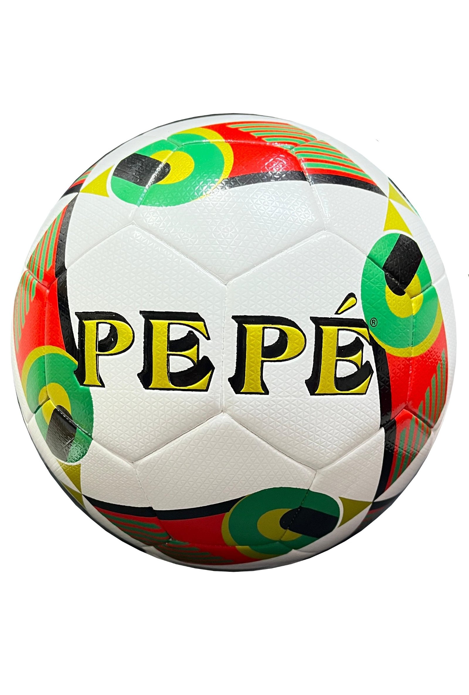 32 panels, Hybrid Football white with red, green, yellow and black design Swift Soft