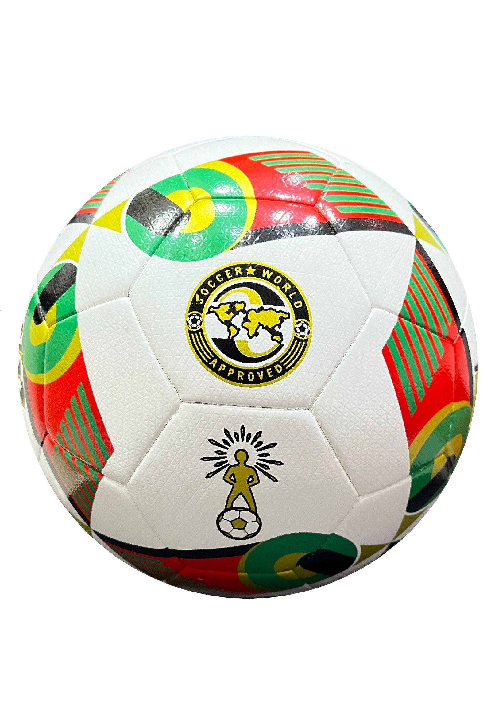 32 panels, Hybrid Football white with red, green, yellow and black design Swift Soft