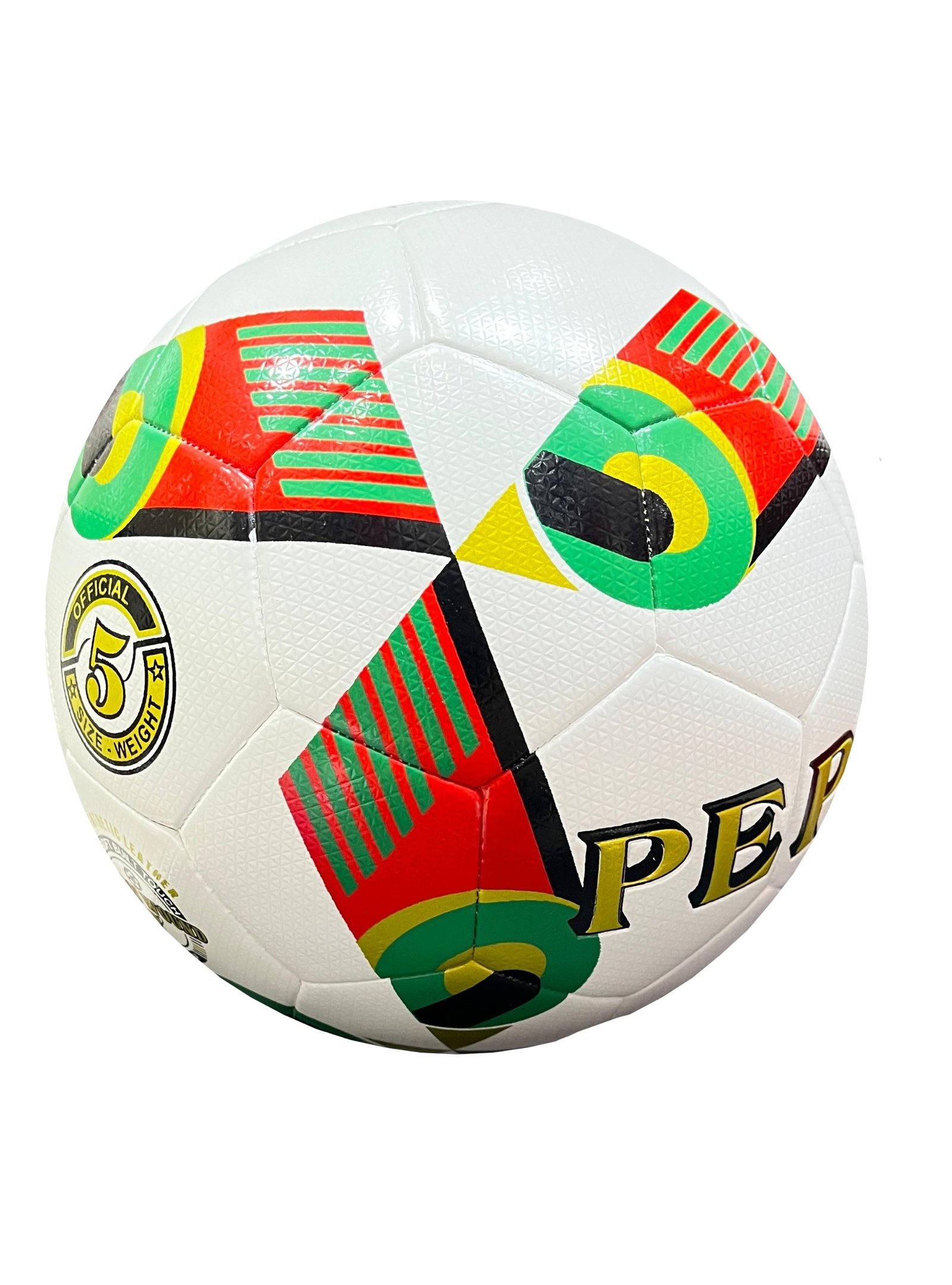 32 panels, Hybrid Football white with red, green, yellow and black design Swift Soft