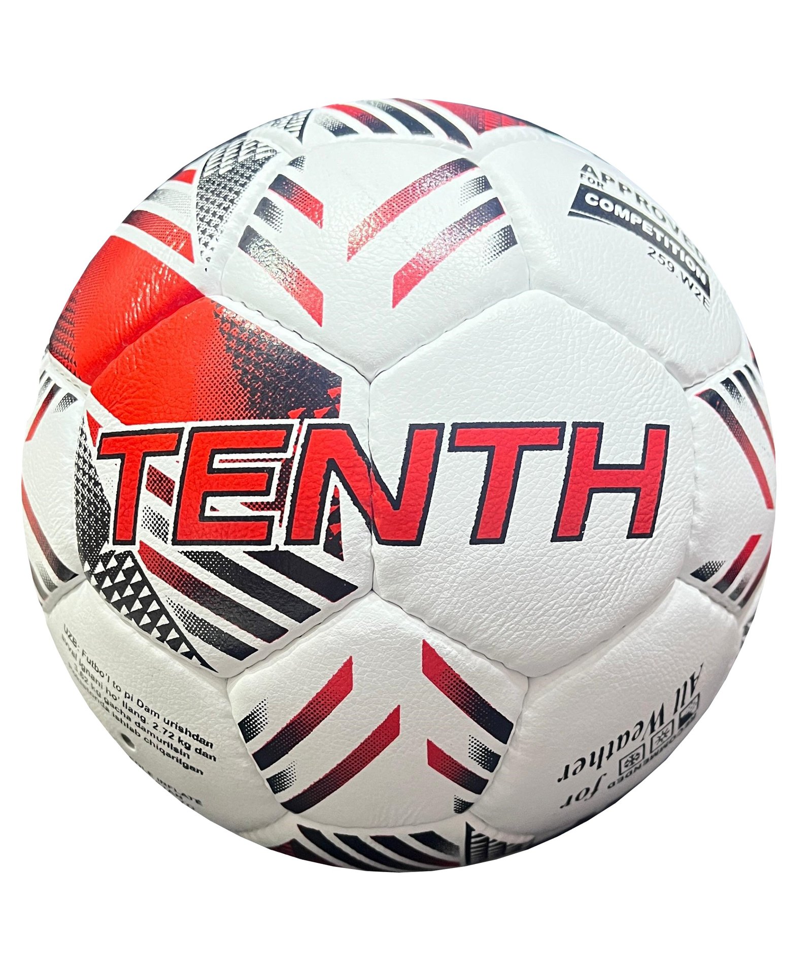 32 panels, hand-sewn White, Red and Black football Tenth Club DB