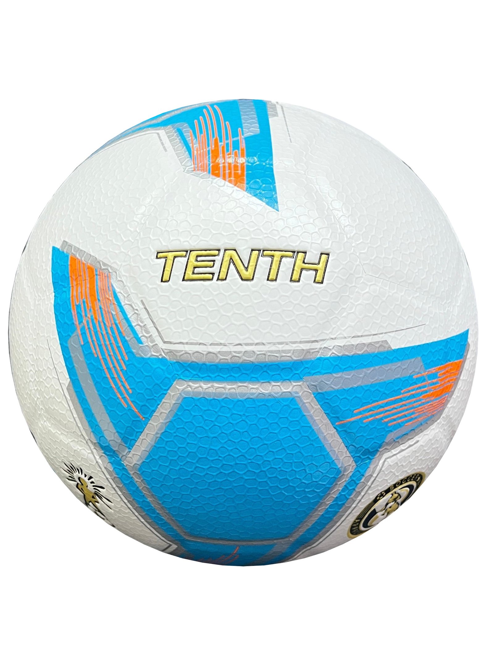machine pasted white soccer ball with blue design Talento MP5