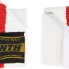 wrist bandage white with red stripes in the middle