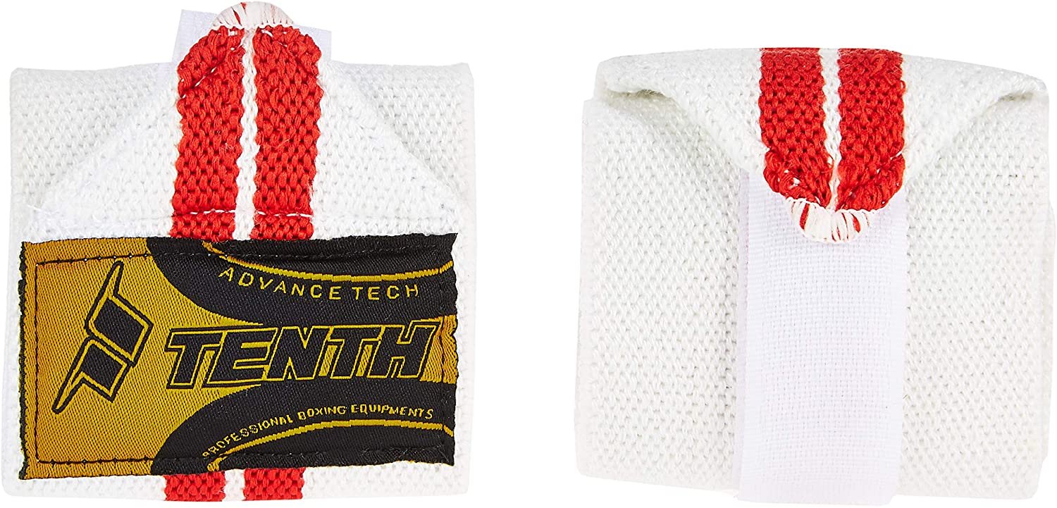 wrist bandage white with red stripes in the middle
