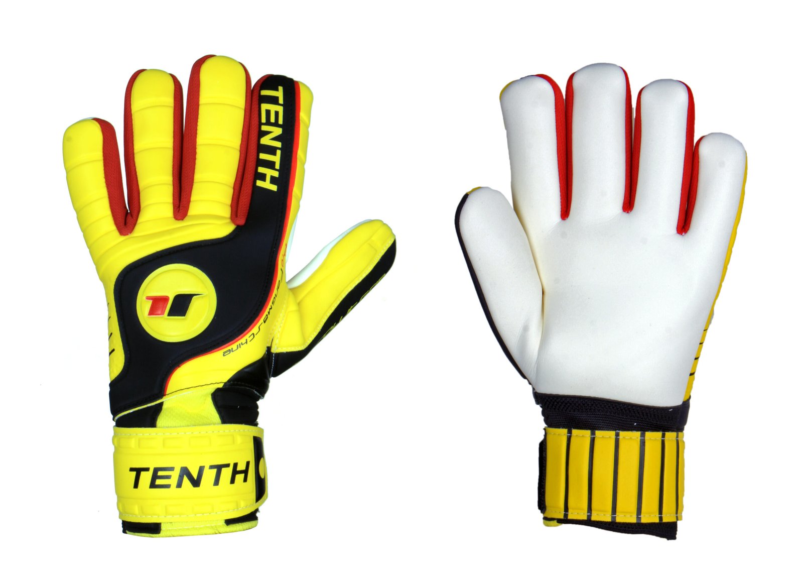 Pair of white, yellow and black goalkeeper gloves Flexi Catch