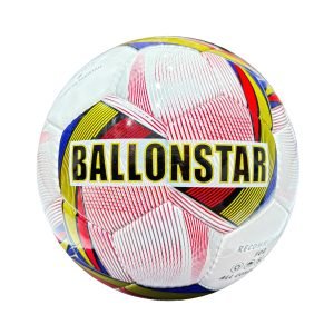 32 panels, handmade white soccer ball with yellow, blue pink design Contra CMP5