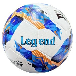 Hybrid, 32 panels white Football ball with blue, orange and black design Talento BE4