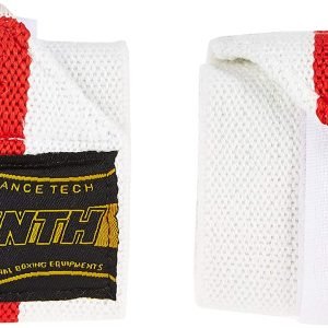 wrist bandage white with red stripes in the middle